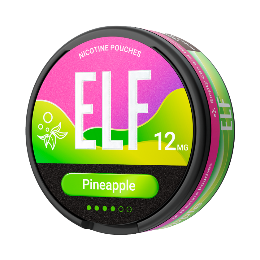 ELF Nicotine Pouches Pineapple 12mg — 12mg nicotine per pouch, slim format, 20 pouches