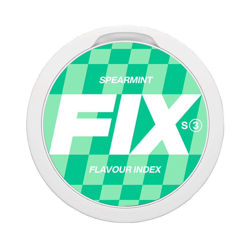 FIX Spearmint 8.4mg — 8.4mg nicotine per pouch, slim format, 20 pouches