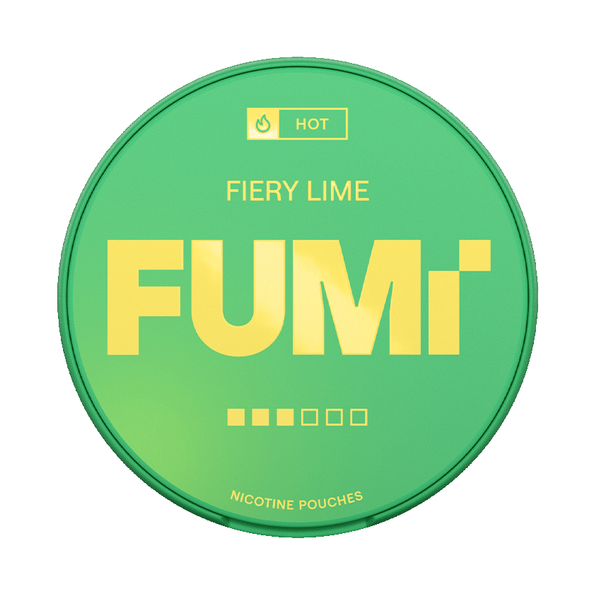 FUMi Fiery Lime 8mg — 8mg nicotine per pouch, slim format, 20 pouches