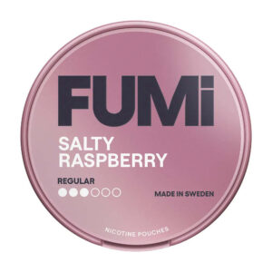 FUMi Salty Raspberry 4mg Nicotine Pouches — 4mg nicotine per pouch, slim format, 20 pouches