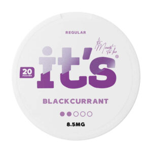 it's Blackcurrant 8.5mg Nicotine Pouches — 8.5mg nicotine per pouch, slim format, 20 pouches