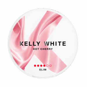 Kelly White Hot Cherry 8mg — 8mg nicotine per pouch, slim format, 20 pouches
