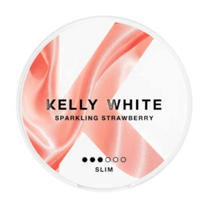 Kelly White Sparkling Strawberry 5mg Nicotine Pouches — 5mg nicotine per pouch, slim format, 20 pouches