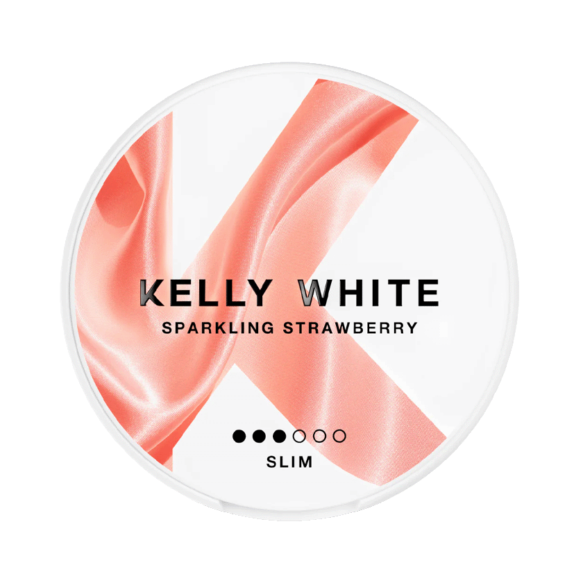 Kelly White Sparkling Strawberry 5mg — 5mg nicotine per pouch, slim format, 20 pouches