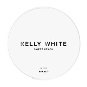 Kelly White Sweet Peach 6mg Nicotine Pouches — 6mg nicotine per pouch, mini format, 20 pouches