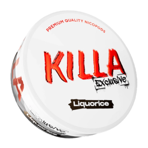 Killa Exclusive Liquorice — 13.2mg nicotine per pouch, slim format, 20 pouches