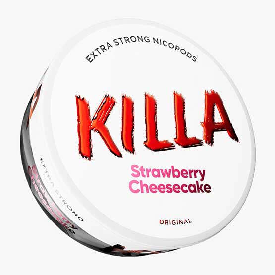 KILLA - Strawberry Cheesecake — 12.8mg nicotine per pouch, slim format, 20 pouches