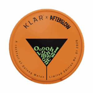 KLAR Afterglow Edition Oolong Melon Mini 3mg — 3.2mg nicotine per pouch, mini format, 20 pouches