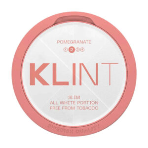 Klint Pomegranate 5.6mg Nicotine Pouches — 5.6mg nicotine per pouch, slim format, 20 pouches