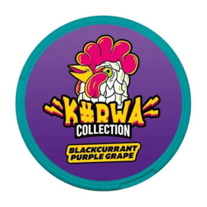 Kurwa Blackcurrant Purple Grape 12.8mg Nicotine Pouches — 12.8mg nicotine per pouch, slim format, 20 pouches