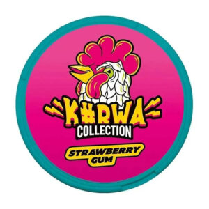 Kurwa Strawberry Gum 12.8mg Nicotine Pouches — 12.8mg nicotine per pouch, slim format, 20 pouches