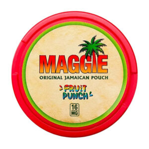 Maggie Fruit Punch 12.8mg Nicotine Pouches — 12.8mg nicotine per pouch, slim format, 20 pouches