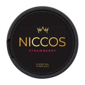 Niccos Strawberry 16mg Nicotine Pouches — 16mg nicotine per pouch, slim format, 20 pouches