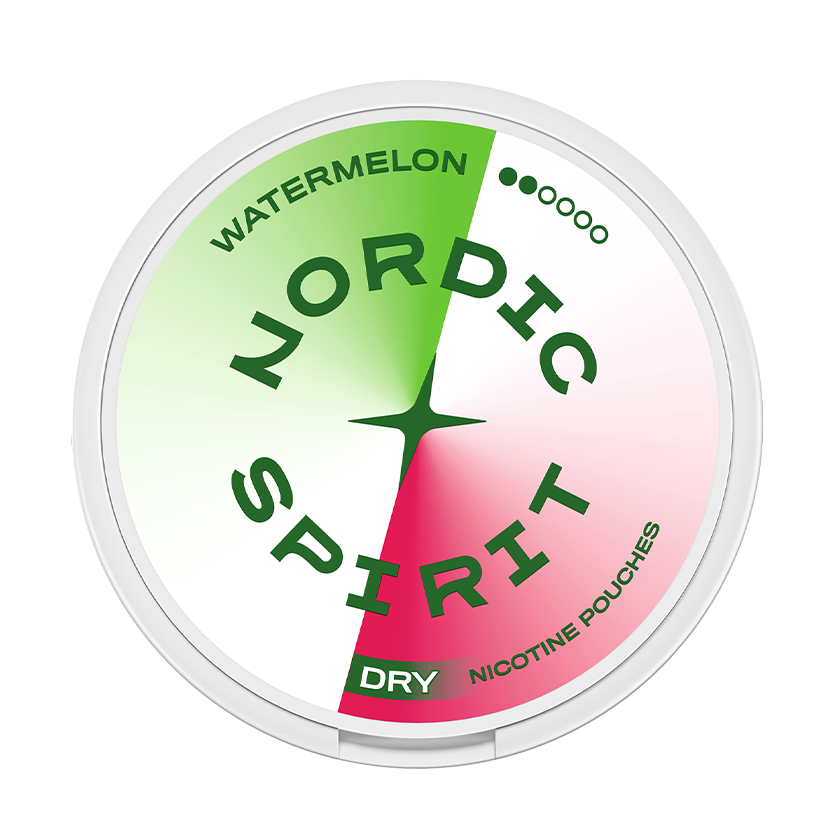 Nordic Spirit Watermelon Dry Regular 6mg — 6mg nicotine per pouch, regular format, 20 pouches