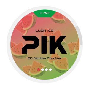 PIK Lush Ice 3mg Nicotine Pouches — 3mg nicotine per pouch, slim format, 20 pouches
