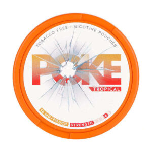 Poke Tropical 16mg Nicotine Pouches — 16mg nicotine per pouch, slim format, 20 pouches
