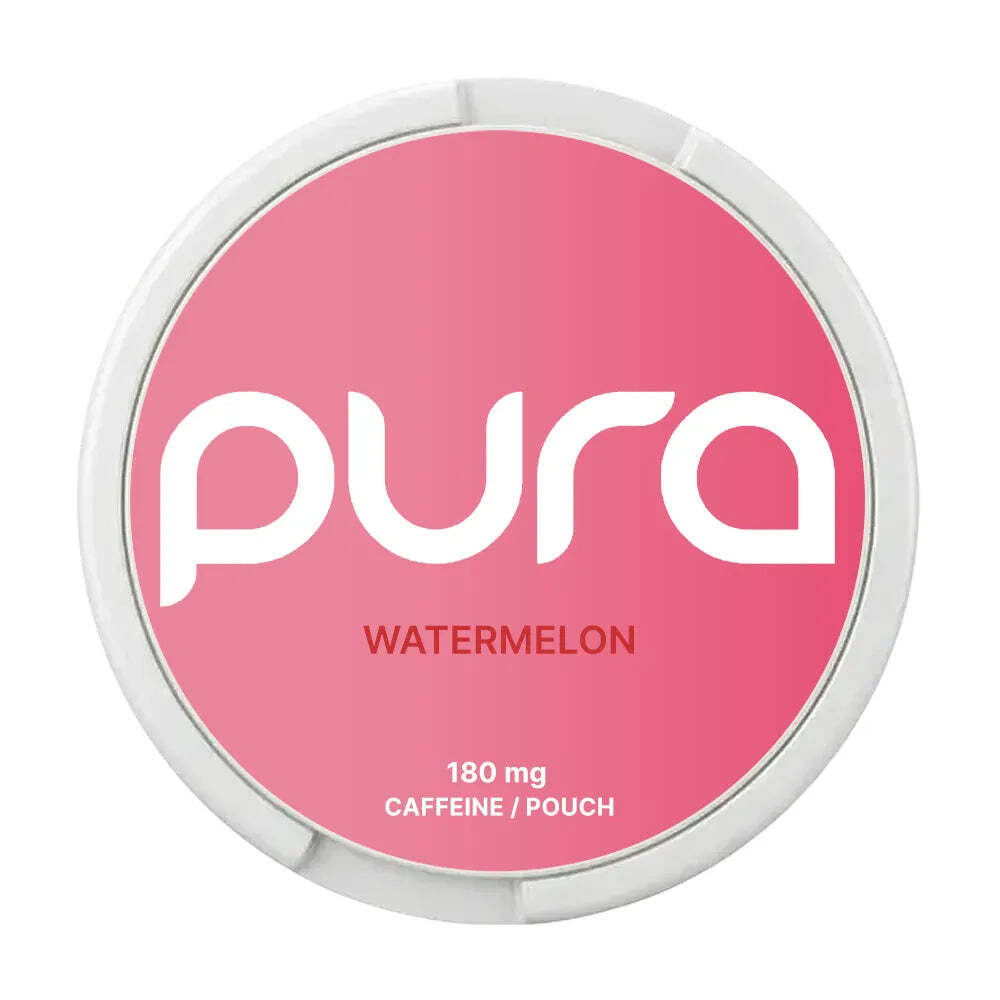 Pura Watermelon 180mg Nicotine Pouches — 180mg nicotine per pouch, slim format, 20 pouches