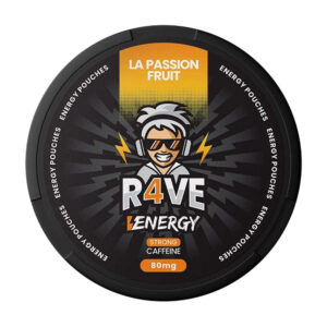 Rave La Passion Fruit 80mg Nicotine Pouches — 80mg nicotine per pouch, slim format, 21 pouches