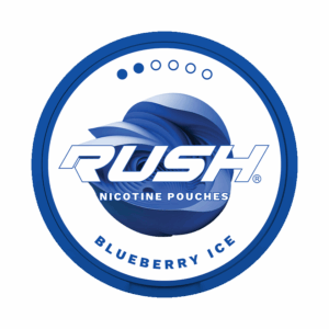 RUSH Blueberry Ice 6mg — 6mg nicotine per pouch, slim format, 20 pouches