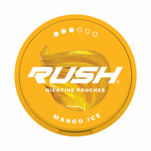 RUSH Mango Ice 11.2mg — 11.2mg nicotine per pouch, slim format, 20 pouches