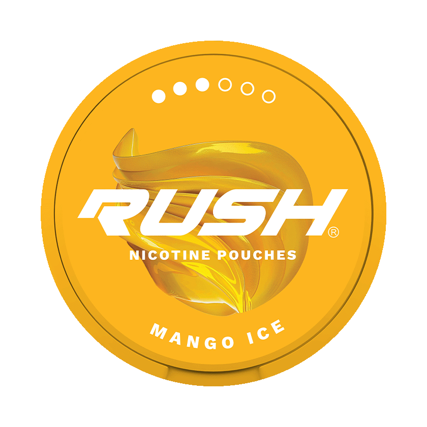 RUSH Mango Ice 11.2mg — 11.2mg nicotine per pouch, slim format, 20 pouches