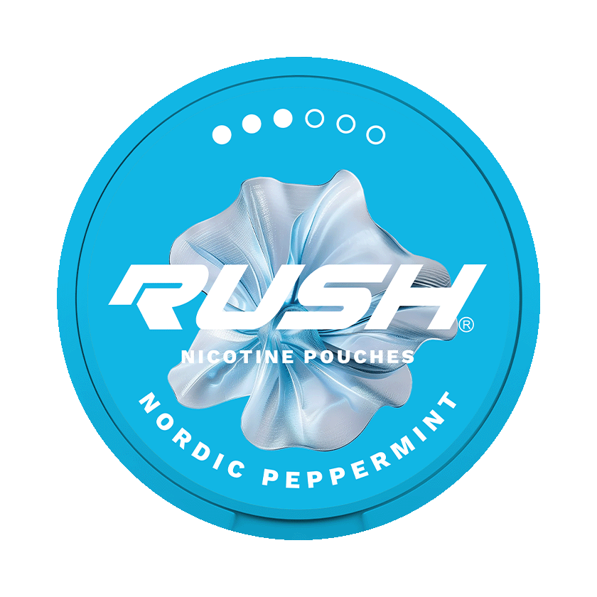 RUSH Nordic Peppermint 11.2mg — 11.2mg nicotine per pouch, slim format, 20 pouches