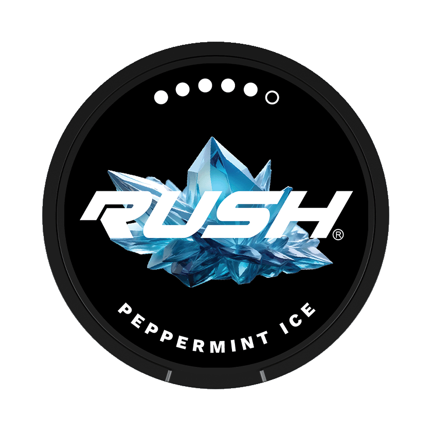 RUSH Peppermint Ice 17mg — 17mg nicotine per pouch, slim format, 20 pouches