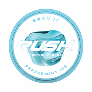 RUSH Peppermint Ice 6mg — 6mg nicotine per pouch, slim format, 20 pouches