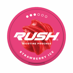 RUSH Strawberry Ice 11.2mg — 11.2mg nicotine per pouch, slim format, 20 pouches