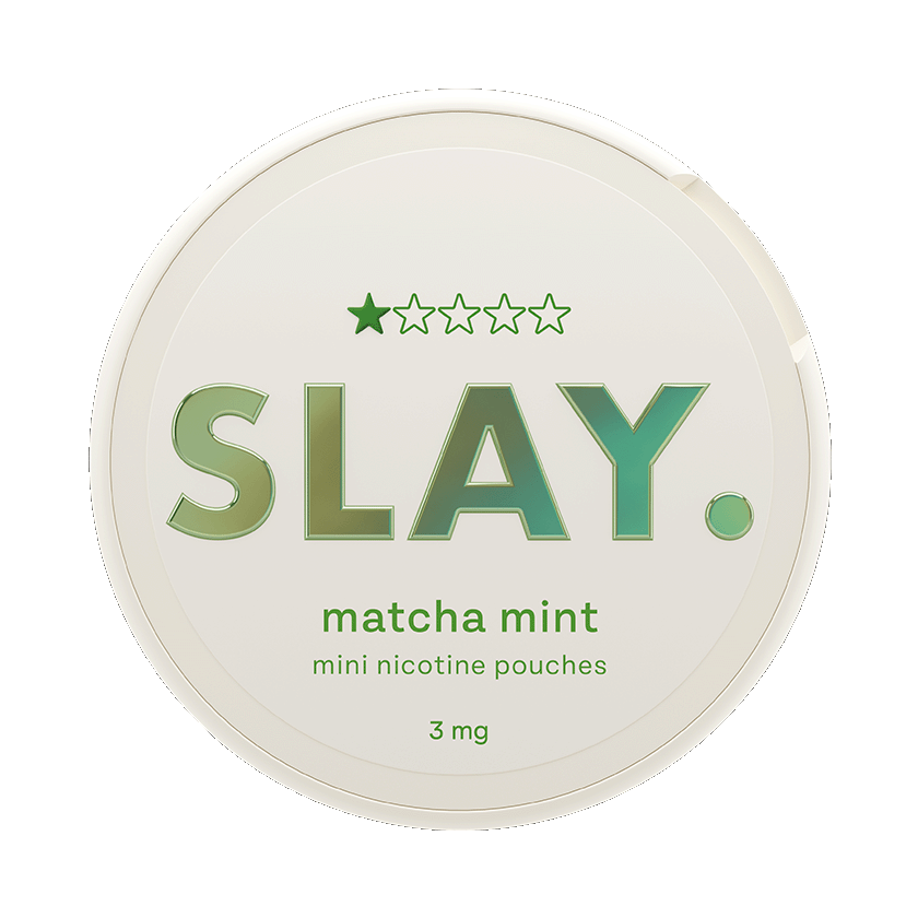 SLAY Matcha Mint 3mg — 3mg nicotine per pouch, mini format, 20 pouches