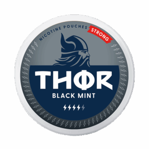 Thor Black Mint Strong 9.5mg — 9.5mg nicotine per pouch, slim format, 20 pouches
