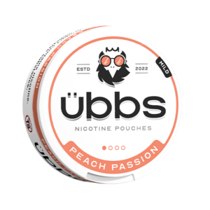 Übbs Peach Passion Mild 4mg — 4mg nicotine per pouch, slim format, 20 pouches