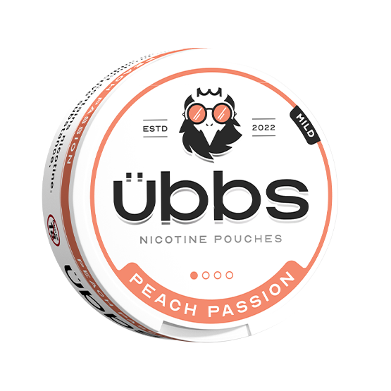 Übbs Peach Passion Mild 4mg — 4mg nicotine per pouch, slim format, 20 pouches