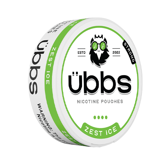 Übbs Zest Ice Strong 11mg — 11mg nicotine per pouch, slim format, 20 pouches