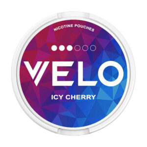 Velo Icy Cherry 8mg Nicotine Pouches — 8mg nicotine per pouch, slim format, 20 pouches