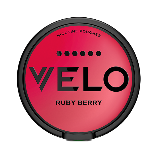 VELO Ruby Berry 17mg — 17mg nicotine per pouch, slim format, 20 pouches