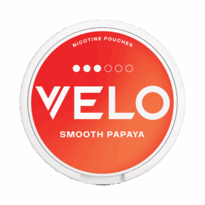 VELO Smooth Papaya 8mg — 8mg nicotine per pouch, slim format, 20 pouches