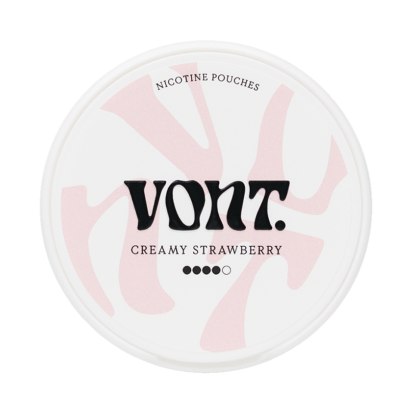 Vont Creamy Strawberry 7mg — 7mg nicotine per pouch, slim format, 20 pouches