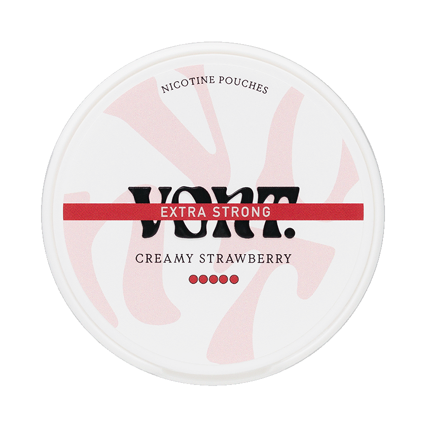Vont Creamy Strawberry Extra Strong 12mg — 12mg nicotine per pouch, slim format, 20 pouches