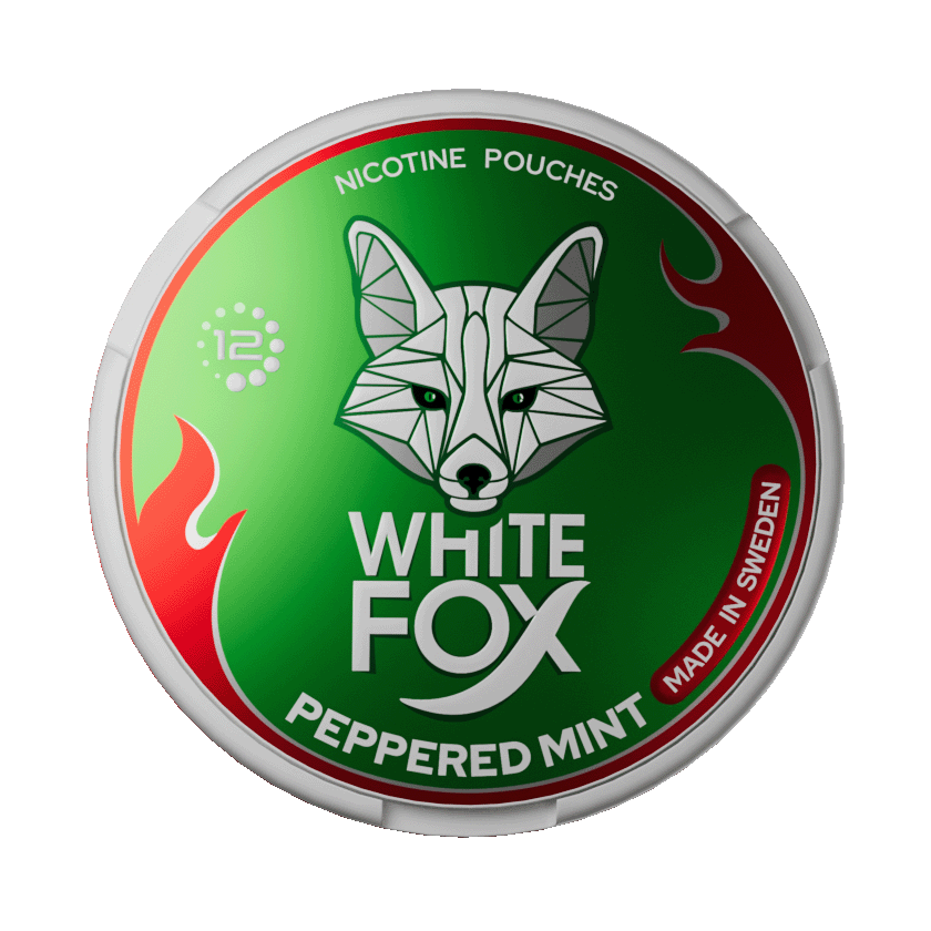 White Fox Peppered Mint 9mg — 9mg nicotine per pouch, slim format, 20 pouches