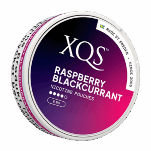 XQS - Raspberry Blackcurrant — 8mg nicotine per pouch, slim format, 20 pouches