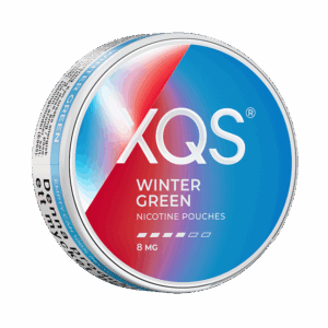 XQS Wintergreen 8mg — 8mg nicotine per pouch, slim format, 20 pouches