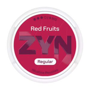 ZYN Red Fruits 9mg Nicotine Pouches — 9mg nicotine per pouch, slim format, 21 pouches