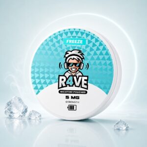 Rave Freeze 5mg Nicotine Pouches — 5mg nicotine per pouch, slim format, 20 pouches