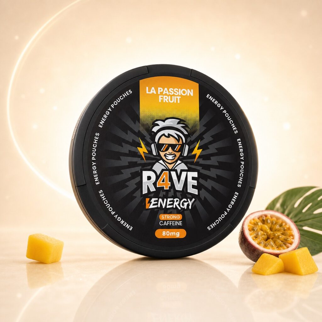 RAVE La Passion Fruit 80mg caffeine pouch tin