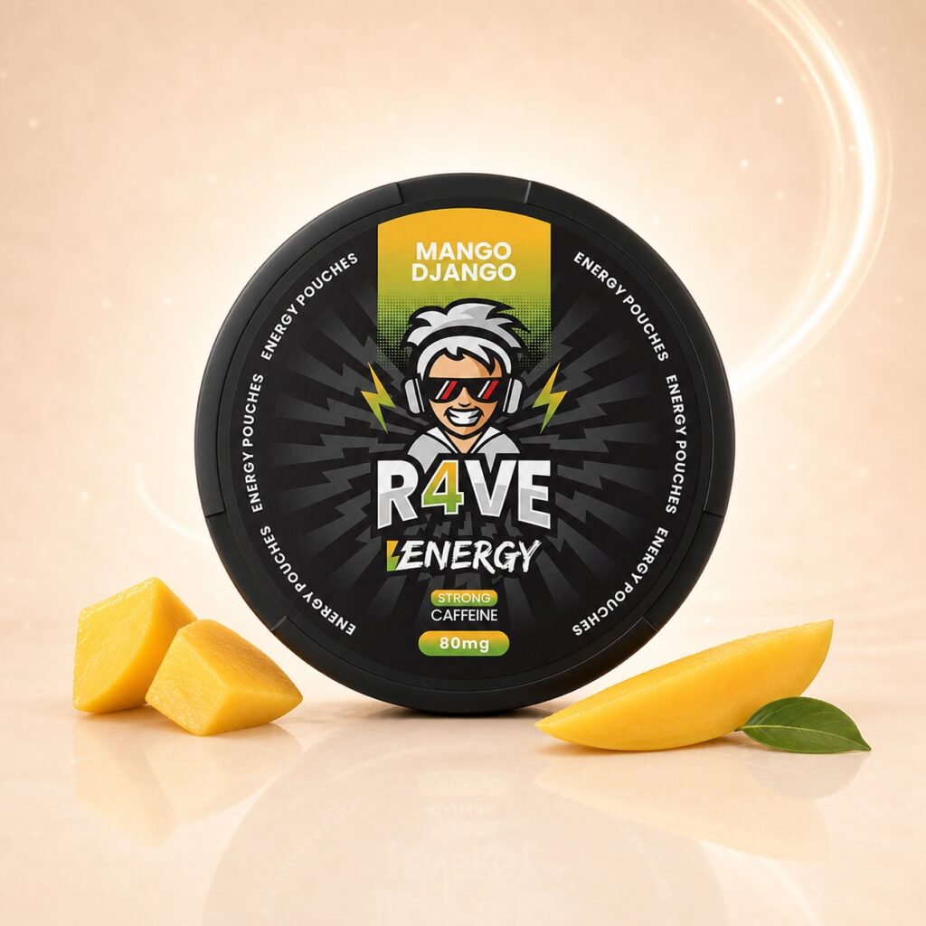 RAVE Mango Django 80mg caffeine pouch tin