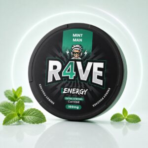 Rave Mint Man 100mg Nicotine Pouches — 100mg nicotine per pouch, slim format, 21 pouches