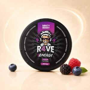 RAVE Minty Berry 80mg caffeine pouch tin