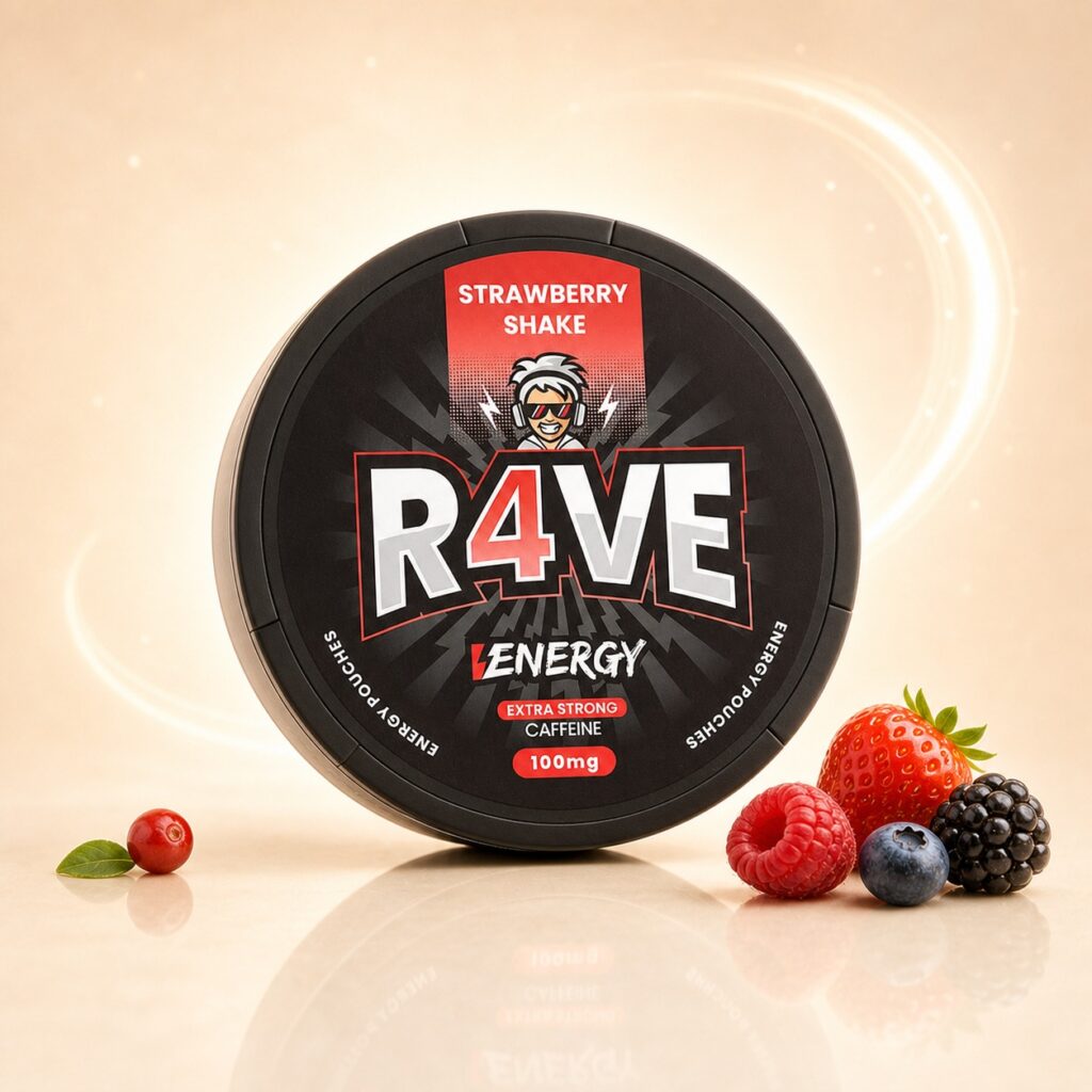 RAVE Strawberry Shake 100mg caffeine pouch tin