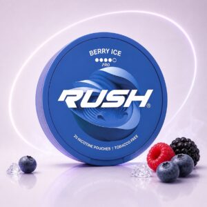 Rush Berry Ice 11.2mg Nicotine Pouches — 11.2mg nicotine per pouch, slim format, 20 pouches